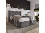 Letto A Molle Sweiko Letto Imbottito Con Testiera E Rete A Doghe, Letto Con Funzione Di Contenitore, Cotone, Grigio, 90X200 Cm (Con Materasso)
