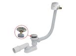 Set Di Scarico Alcadrain - Set Di Scarico E Troppopieno Per Vasca Da Bagno Con Riempimento, Lunghezza 1200 Mm, Click-Clack, Cromo A508CKM-120