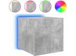 Pensile Tv Con Luci Led Grigio Cemento 30,5X35X30 Cm