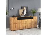 Credenza Sweiko, Mobile Da Cucina, Mobile Contenitore, 208 X 39,5 X 80 Cm, Cassettiera A 4 Ante, 2 Cassetti, Buffet