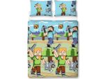 Minecraft - Set Di Biancheria Da Letto Reversibile "Adventure"" AG3005 (Letto Matrimoniale) (Blu/Verde)"