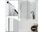 Hengda Cabina Doccia Schermo Pieghevole Per Vasca Da Bagno Vasca Allegato Schermo Doccia In 6 Mm Nano Facile Pulire Vetro 3 Pezzi Pieghevole 120 * 140 Cm Argento