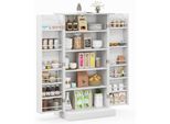 Mobile Da Cucina Costway Alto 120,5 Cm, Mobile Buffet Indipendente, Credenza A 2 Ante Con Protezione Antiribaltamento, Mobile Dispensa Moderno Bianco