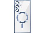 Avizar, Custodia In Silicone Magsafe Per Samsung S24 Ultra Con Cornice Cromata, Blu