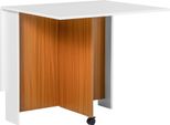 Homcom Tavolo Pieghevole Tavolo Da Pranzo Scrivania Mobile Con Piano Di Lavoro Pieghevole Tavolino Con Rotelle Tavolo Da Pranzo Per Cucina Bianco