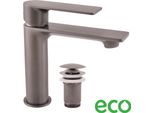 SlezáK-Rav Miscelatore Per Lavabo Nil Con Bocca Click-Clack - Grigio Metallo, Colore: Grigio Metallo, Finitura Superficiale: Pvd, Dimensione: 3/8''