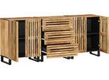 Vidaxl Credenza 3 Pezzi 60X34X75 Cm Legno Massiccio Grezzo Mango