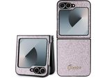 Guess GUHCZF6HGGSHP Z Flip6 F741 Rosa 4G Glitter Script Cover Protettiva