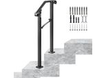 Ringhiera Per Scale In Ferro Battuto - Elegante Ringhiera D'ingresso Ad Arco - Per 1 O 2 Gradini All'aperto - Nero