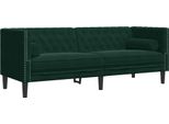 Vidaxl Divano Chesterfield Con Imbottiture A 3 Posti In Velluto Verde Scuro
