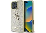 Guess Custodia Fissa Glitter Big 4G Per Iphone 16 Pro - Oro