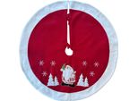 Lussuosa Gonna Rotonda Per Albero Di Natale - Tappeto Per Albero Di Natale - Babbo Natale 3D - Coperta Per Albero - Rosso/Bianco - 90 X 90 Cm