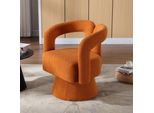Abrihome Poltrona Imbottita Poltrona Girevole A 360 Gradi Poltrona Lounge, Poltrona Rotonda Di Design, Arancione