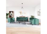 Vidaxl Set Di Divani Chesterfield A 3 Pezzi Con Imbottiture In Velluto Verde Scuro