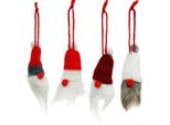 Gnomo Con Cappello A Punta, Set Di Decorazioni Da Appendere, Decorazione Natalizia Rosso Bianco Grigio, 10-12Cm Set Di 12