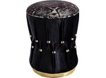 Sgabello Imbottito Pouf Poggiapiedi Ottomana In Tessuto Nero