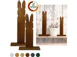 Floranica Set 2 Conigli In Legno Marrone 40 E 50 Cm Decorazione Di Pasqua Ornamento Primaverile Diy
