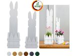 Floranica Set 2 Conigli In Legno Bianco 40 E 50 Cm Decorazione Di Pasqua Ornamento Primaverile