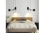 Zmh Lampada Da Parete 2 Pezzi Lampada Da Parete Per Interni Nero Vintage Faretto Da Parete Camera Da Letto Luce Da Parete Girevole Metallo Scala Illuminazione GU10 Senza Lampadina