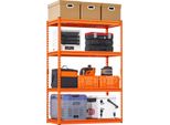 Succebuy Scaffalatura Di Stoccaggio, Capacità Di Carico Di 2400 Libbre, Scaffale In Metallo A 4 Livelli, Robusto E Regolabile, 20" D X 40"" L X 60"" H, Per Cucina, Magazzino, Cantina, Garage, Arancione"