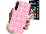 Pouzdro Pro Xiaomi Nota 8T - Cuori Griglia Rosa Custodia + Vetro