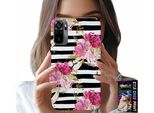 Custodia Per Xiaomi Note 10 / 10S - Floreale Con Motivo A Strisce Bianche E Nere
