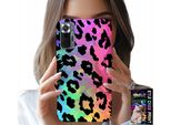 Custodia Per Xiaomi Note 10 Pro - Vetro Posteriore Arcobaleno Colorato Con Stampa Leopardo
