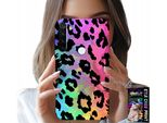 Custodia Per Xiaomi Note 8T - Vetro Posteriore Arcobaleno Colorato Con Stampa Leopardo