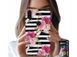 Custodia Per Xiaomi Note 7 - Floreale Con Motivo A Strisce Bianche E Nere