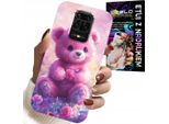 Custodia Per Xiaomi Note 9 Pro / 9S - Simpatico Orsetto Su Sfondo Rosa, Custodia + Vetro