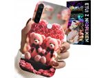 Custodia Per Xiaomi Note 8T - Orsetto Rosa Famiglia Cuore + Vetro