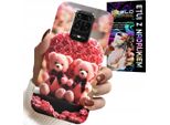 Pouzdro Pro Xiaomi Note 9 Pro / 9S - Rosa Orsetto Famiglia Cuore + Sklo