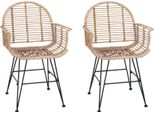 Vidaxl Sedia Da Pranzo 2 Pezzi Natura 57 X 54,5 X 85 Cm Rattan E Ferro