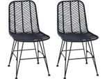 Vidaxl Sedia Da Pranzo 2 Pezzi Nero 44,5 X 55 X 85 Cm Rattan E Ferro