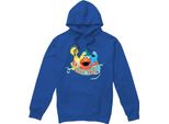 Sesame Street - Felpa Con Cappuccio "Deck The Halls"" Per Uomo/Donna Unisex, Design Natalizio TV26732 (Xl) (Blu Reale)"