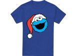 Sesame Street - T-Shirt Unisex Uomo/Donna, Screziata, Disegno Natalizio TV26605 (Xxl) (Blu Royal)