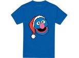 Sesame Street - Maglietta Per Uomo/Donna Unisex, Disegno Natalizio TV26604 (4XL) (Blu Reale)