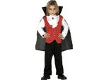 Vampiro Mantello Gilet Camicia Pantaloni Halloween Classico Costume Bambini Con Cappotto Sanguisuga Abito Da Sera Crepuscolo Fantasma Notte Principe Oscuro, Taglia: 98/104 Colore: Rosso