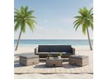 Mucola Mobili Da Giardino 6 Pezzi Gruppo Salotto Giardino Set Pouf Polyrattan Nero Set Salotto Gruppo Pranzo Balcone - Grigio