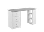 In And Outdoormatch Scrivania Wade - Con 3 Cassetti - 120X49X72 Cm - Grigio Chiaro E Bianco - Truciolare - Design Elegante
