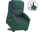 Vidaxl Poltrona Per Massaggi Con Ausilio Per L'assistenza In Piedi In Velluto Verde Scuro