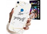 Custodia Per Huawei Y6S - Marmo Bianco Con Cornici Dorate Love You
