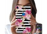 Custodia Per Huawei Y6S - Floreale Con Motivo A Righe Bianche E Nere