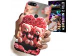 Custodia Per Huawei Y7 2018 - Rosa Orsetto Famiglia Cuore + Vetro