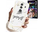 Custodia Per Huawei Mate 10 Pro - Marmo Bianco Con Cornici Dorate Love You