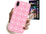 Custodia Per Huawei Y6 2019 - Cuori Reticolo Rosa Custodia + Vetro