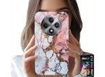 Custodia Per Oppo Reno12 F / 12Fs 5G - Rosa E Bianco Marmorizzato, Motivi In Pietra