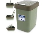 Orion | Cestino Per Rifiuti - 12 L - Verde - Compatto Con Coperchio A Cerniera - Ideale Per Bagno, Ufficio E Piccole Cucine - Cestino Per Rifiuti