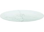 Piano Del Tavolo Bianco Ø80X1 Cm In Vetro Temperato Effetto Marmo