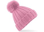 Beechfield B413 | Verbier Fur Pom Pom Chunky Beanie - Colore: Dusky Pink - Taglia: Unica